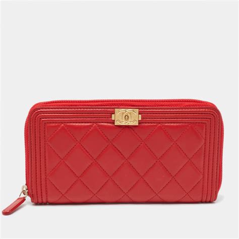 chanel boy wallet red|chanel boy zip around wallet.